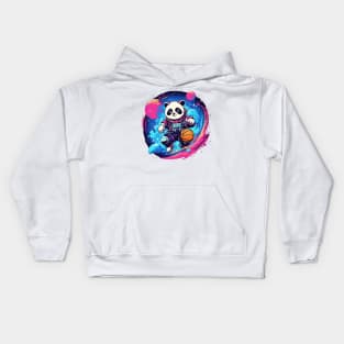 Panda playing basketball in space Kids Hoodie